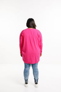 HOME LEE_LONG BATWING CARDI PINK _ LONG BATWING CARDI PINK _ Ebony Boutique NZ