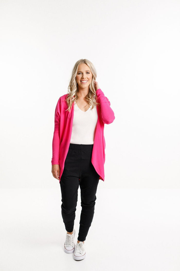HOME LEE_LONG BATWING CARDI PINK _ LONG BATWING CARDI PINK _ Ebony Boutique NZ