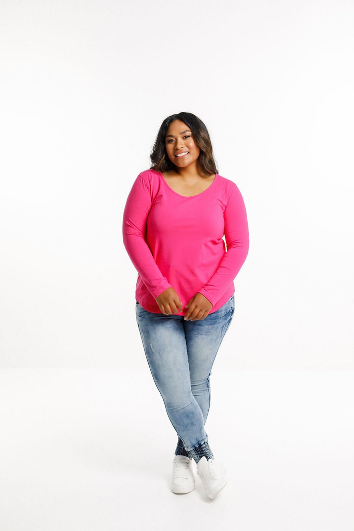 HOME-LEE_LONG SLEEVE TEE RASPBERRY _ LONG SLEEVE TEE RASPBERRY _ Ebony Boutique NZ