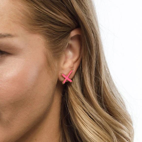 HOME LEE_X STUD EARRINGS PINK _ X STUD EARRINGS PINK _ Ebony Boutique NZ