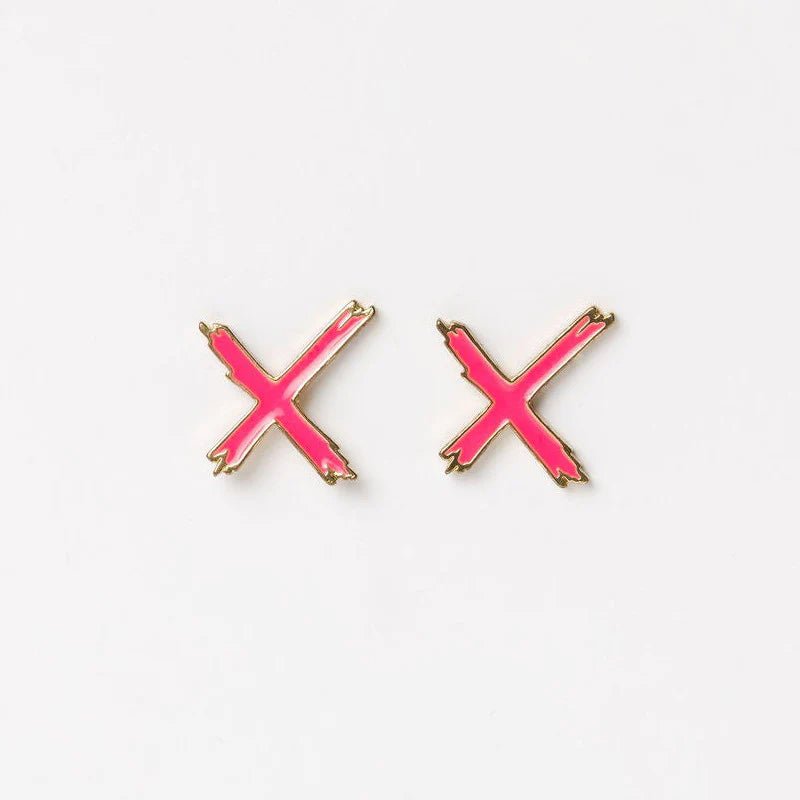 HOME LEE_X STUD EARRINGS PINK _ X STUD EARRINGS PINK _ Ebony Boutique NZ