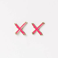 HOME LEE_X STUD EARRINGS PINK _ X STUD EARRINGS PINK _ Ebony Boutique NZ