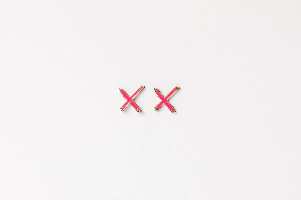 HOME LEE_X STUD EARRINGS PINK _ X STUD EARRINGS PINK _ Ebony Boutique NZ