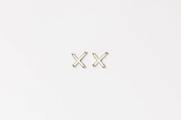 HOME LEE_X STUD EARRINGS WHITE _ X STUD EARRINGS WHITE _ Ebony Boutique NZ