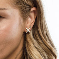 HOME LEE_X STUD EARRINGS WHITE _ X STUD EARRINGS WHITE _ Ebony Boutique NZ