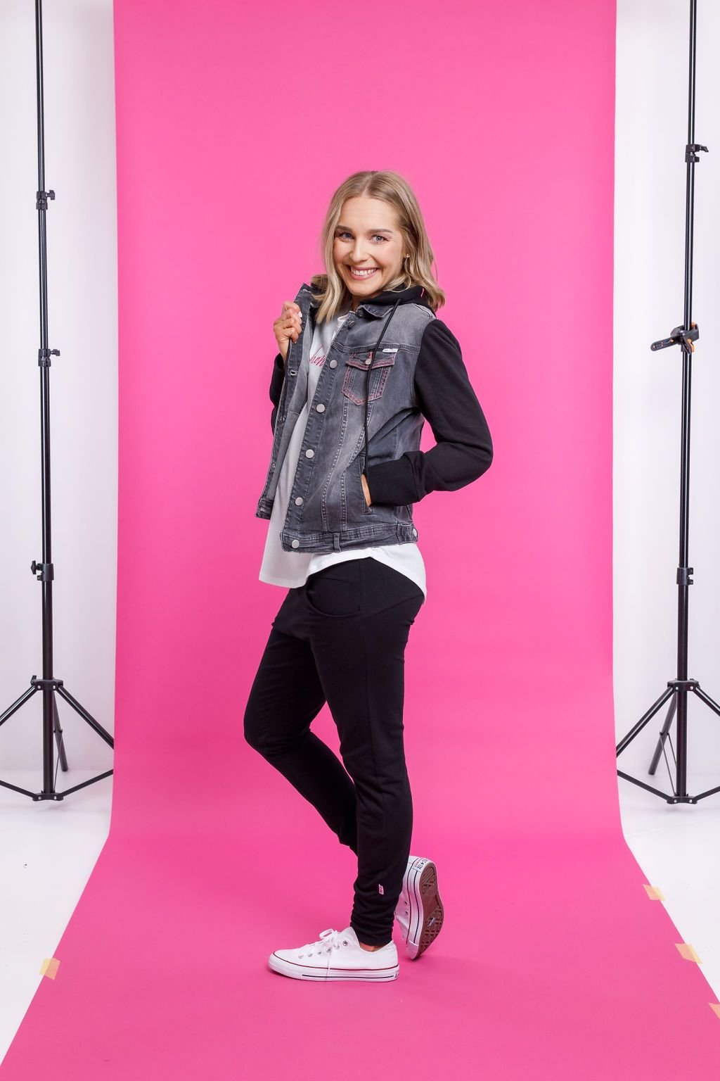 Pink denim store jacket nz