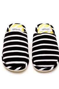 THE GOODNIGHT SOCIETY_HOTEL SLIDES BLACK & WHITE STRIPES _ _ Ebony Boutique NZ