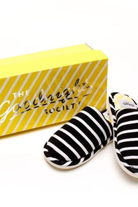 THE GOODNIGHT SOCIETY_HOTEL SLIDES BLACK & WHITE STRIPES _ _ Ebony Boutique NZ