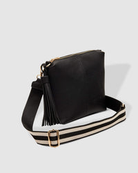 LOUENHIDE_KASEY CROSSBODY BAG BLACK STRIPE GUITAR STRAP _ _ Ebony Boutique NZ