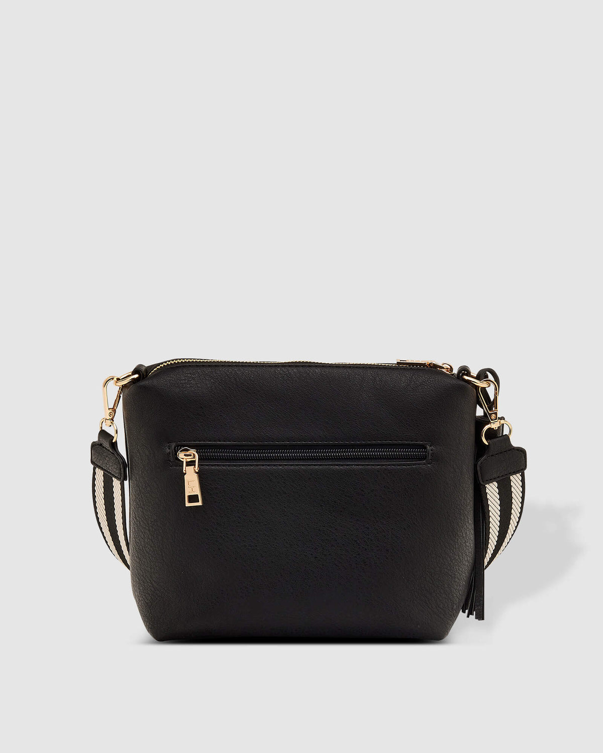 LOUENHIDE_KASEY CROSSBODY BAG BLACK STRIPE GUITAR STRAP _ _ Ebony Boutique NZ