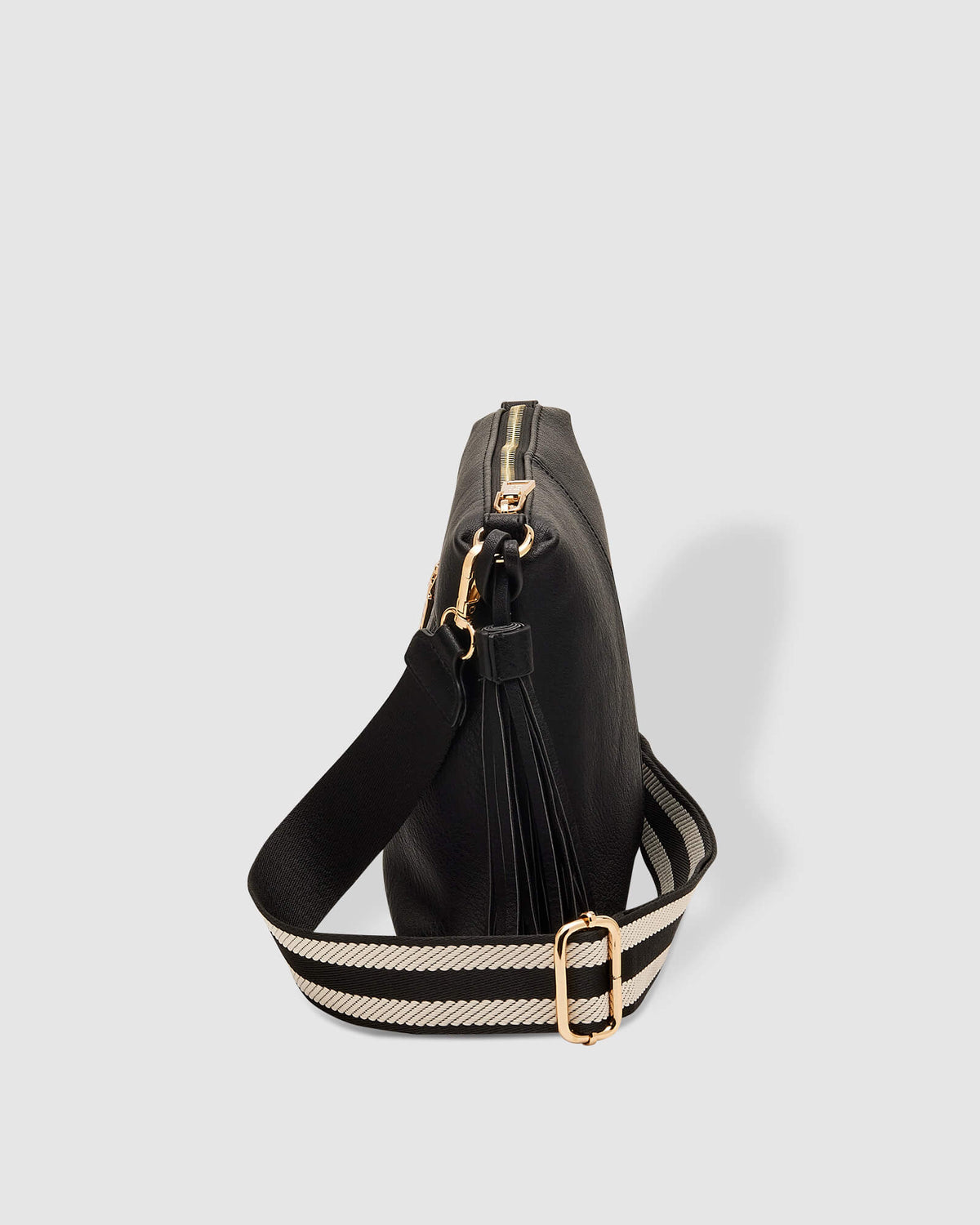 LOUENHIDE_KASEY CROSSBODY BAG BLACK STRIPE GUITAR STRAP _ _ Ebony Boutique NZ