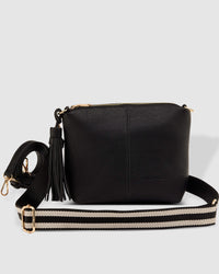 LOUENHIDE_KASEY CROSSBODY BAG BLACK STRIPE GUITAR STRAP _ _ Ebony Boutique NZ