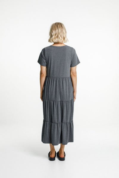 HOME-LEE_KENDALL DRESS CHARCOAL _ _ Ebony Boutique NZ