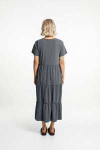 HOME-LEE_KENDALL DRESS CHARCOAL _ _ Ebony Boutique NZ