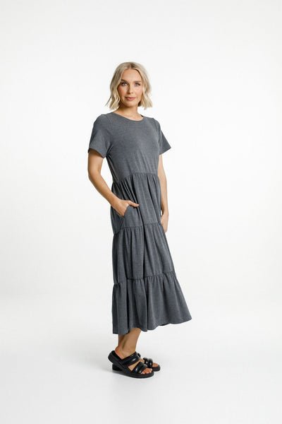 HOME-LEE_KENDALL DRESS CHARCOAL _ _ Ebony Boutique NZ