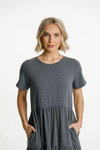 HOME-LEE_KENDALL DRESS CHARCOAL _ _ Ebony Boutique NZ