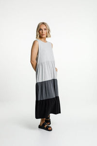 HOME-LEE_KENDALL SINGLET DRESS GREY/CHARCOAL/BLACK _ _ Ebony Boutique NZ