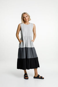 HOME-LEE_KENDALL SINGLET DRESS GREY/CHARCOAL/BLACK _ _ Ebony Boutique NZ