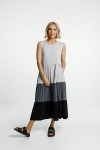 HOME-LEE_KENDALL SINGLET DRESS GREY/CHARCOAL/BLACK _ _ Ebony Boutique NZ
