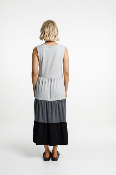 HOME-LEE_KENDALL SINGLET DRESS GREY/CHARCOAL/BLACK _ _ Ebony Boutique NZ