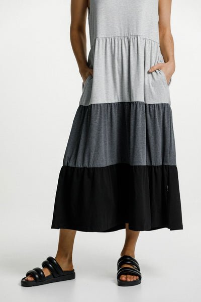HOME-LEE_KENDALL SINGLET DRESS GREY/CHARCOAL/BLACK _ _ Ebony Boutique NZ