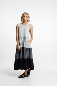 HOME-LEE_KENDALL SINGLET DRESS GREY/CHARCOAL/BLACK _ _ Ebony Boutique NZ
