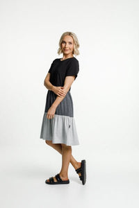 HOME-LEE_KYLIE DRESS BLACK CHARCOAL GREY _ _ Ebony Boutique NZ