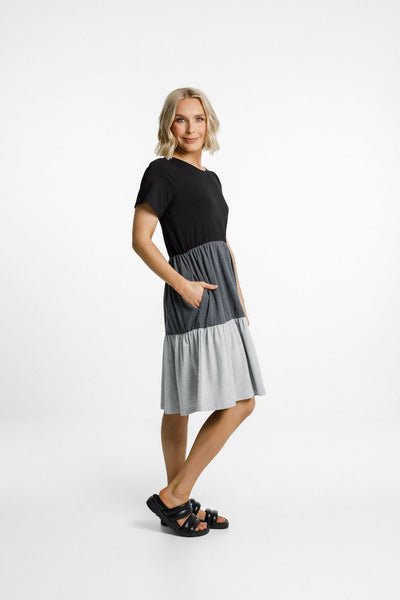 HOME-LEE_KYLIE DRESS BLACK CHARCOAL GREY _ _ Ebony Boutique NZ