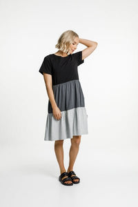 HOME-LEE_KYLIE DRESS BLACK CHARCOAL GREY _ _ Ebony Boutique NZ