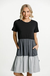 HOME-LEE_KYLIE DRESS BLACK CHARCOAL GREY _ _ Ebony Boutique NZ