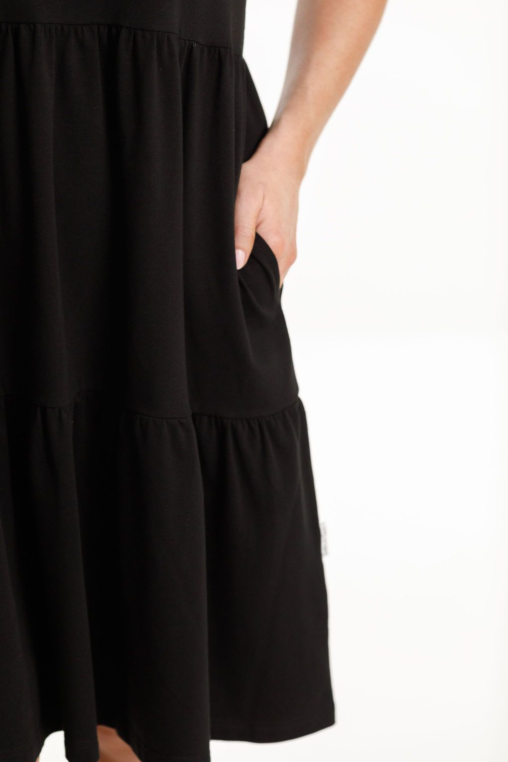 HOME-LEE_KYLIE DRESS BLACK WITH X OUTLINE EMBROIDERY _ _ Ebony Boutique NZ