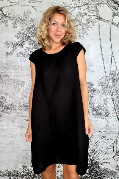 HELGA MAY_LINEN TIFFANY DRESS BLACK _ _ Ebony Boutique NZ