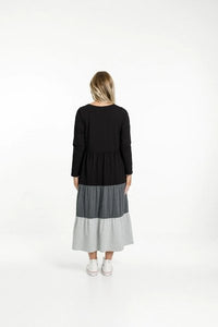 HOME-LEE_LONG SLEEVE KENDALL DRESS - BLACK/CHARCOAL/GREY _ _ Ebony Boutique NZ