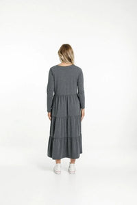 HOME-LEE_LONG SLEEVE KENDALL DRESS - CHARCOAL _ _ Ebony Boutique NZ