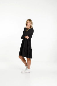 HOME-LEE_LONG SLEEVE KYLIE DRESS - BLACK _ _ Ebony Boutique NZ