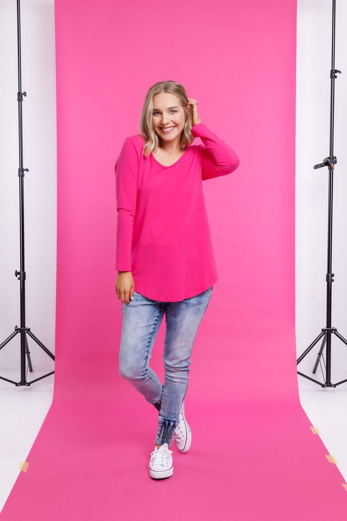 HOME-LEE_LONG SLEEVE TEE RASPBERRY _ _ Ebony Boutique NZ