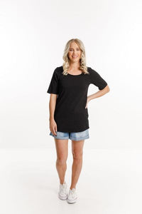 HOME-LEE_LONG TEE BLACK _ _ Ebony Boutique NZ