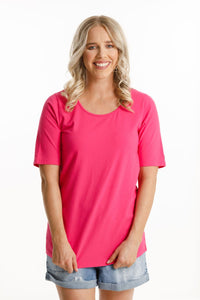 HOME-LEE_LONG TEE RASPBERRY _ _ Ebony Boutique NZ