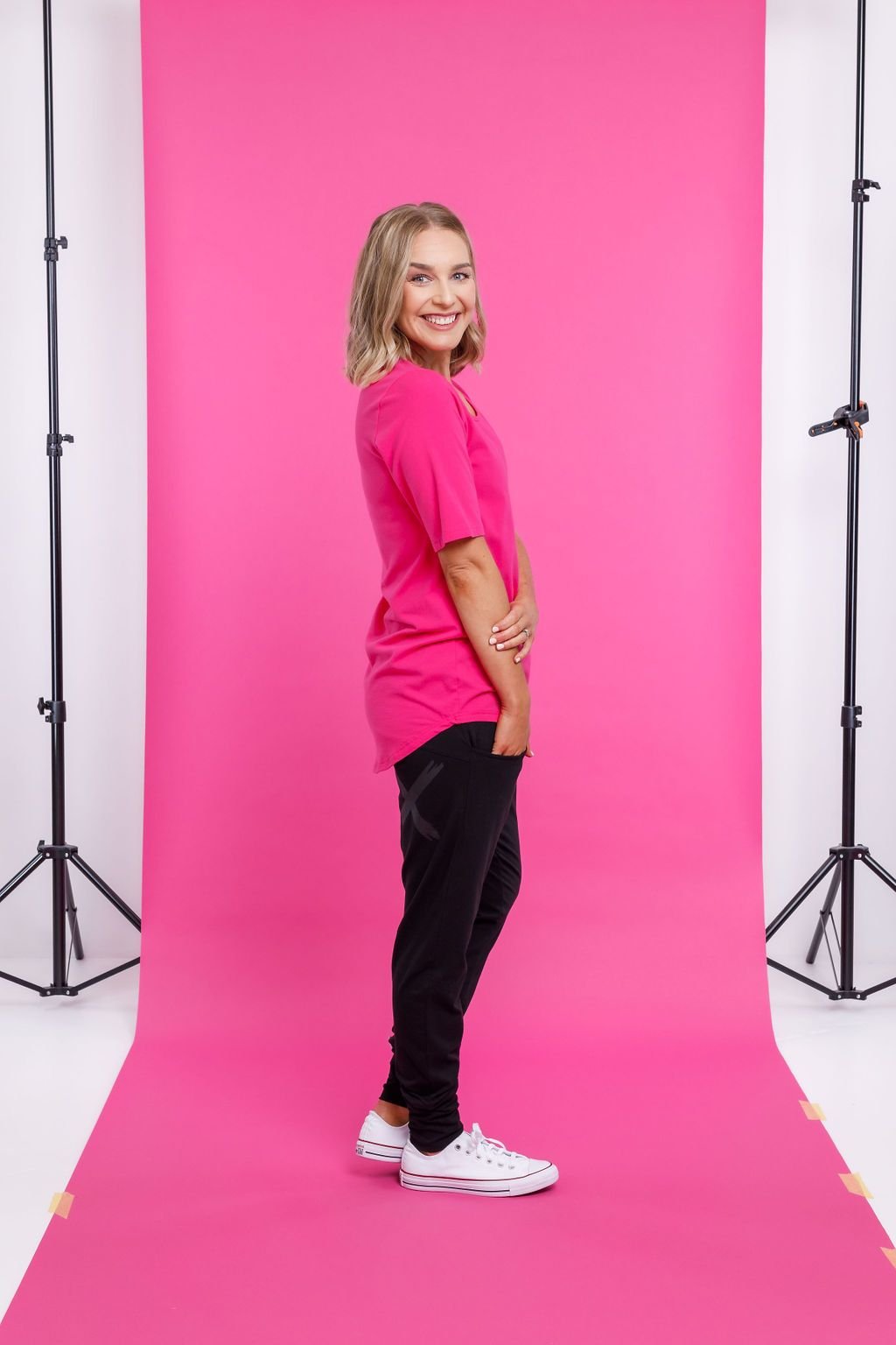HOME-LEE_LONG TEE RASPBERRY _ _ Ebony Boutique NZ