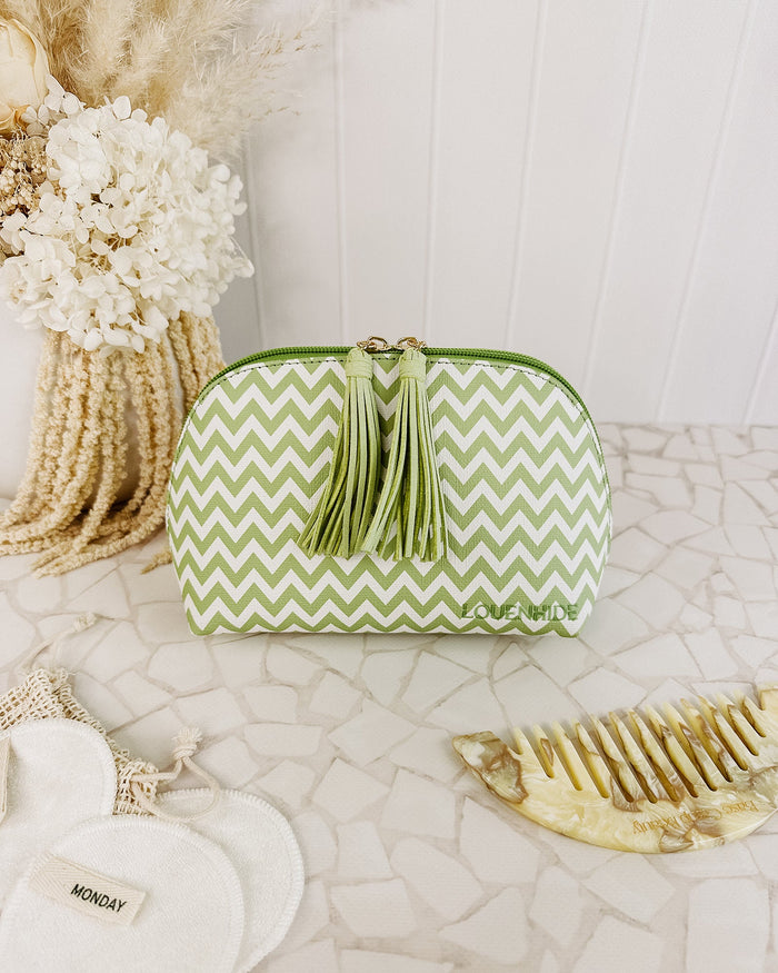 LOUENHIDE_BABY AUDREY MAKEUP BAG CHEVRON LIME _ BABY AUDREY MAKEUP BAG CHEVRON LIME _ Ebony Boutique NZ