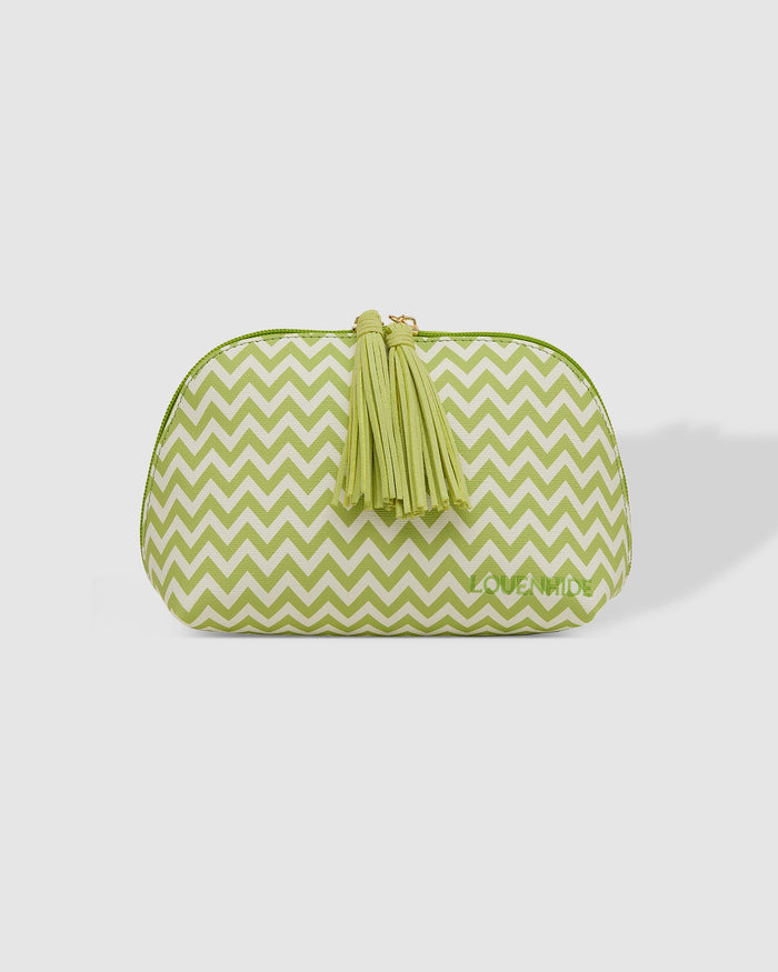 LOUENHIDE_BABY AUDREY MAKEUP BAG CHEVRON LIME _ BABY AUDREY MAKEUP BAG CHEVRON LIME _ Ebony Boutique NZ