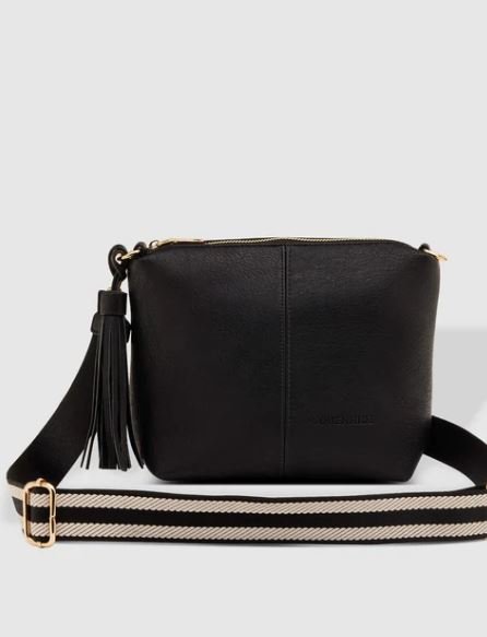 LOUENHIDE_KASEY CROSSBODY BAG BLACK STRIPE GUITAR STRAP _ KASEY CROSSBODY BAG BLACK STRIPE GUITAR STRAP _ Ebony Boutique NZ