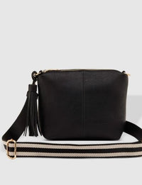 LOUENHIDE_KASEY CROSSBODY BAG BLACK STRIPE GUITAR STRAP _ KASEY CROSSBODY BAG BLACK STRIPE GUITAR STRAP _ Ebony Boutique NZ