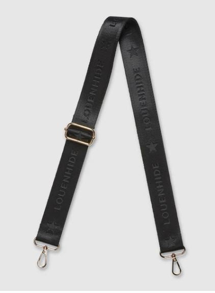 LOUENHIDE_LOGO GUITAR STRAP BLACK _ LOGO GUITAR STRAP BLACK _ Ebony Boutique NZ