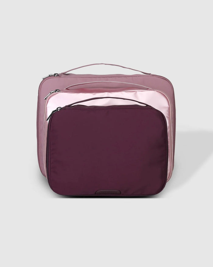 LOUENHIDE_MADRAS 3 PIECE PACKING CUBE SET PINK _ MADRAS 3 PIECE PACKING CUBE SET PINK _ Ebony Boutique NZ