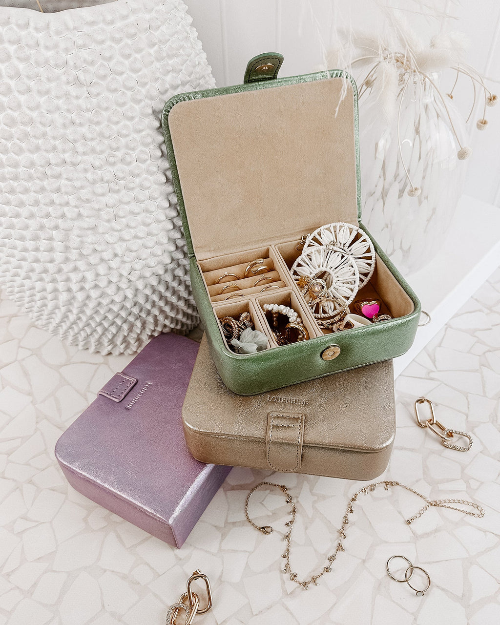 Louenhide Marcie Jewellery Box Metallic Seafoam Accessories NZ