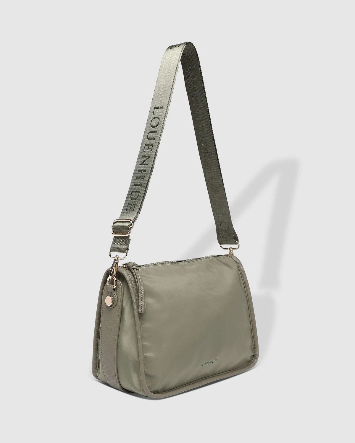 LOUENHIDE_MILAN NYLON CROSSBODY BAG KHAKI _ MILAN NYLON CROSSBODY BAG KHAKI _ Ebony Boutique NZ