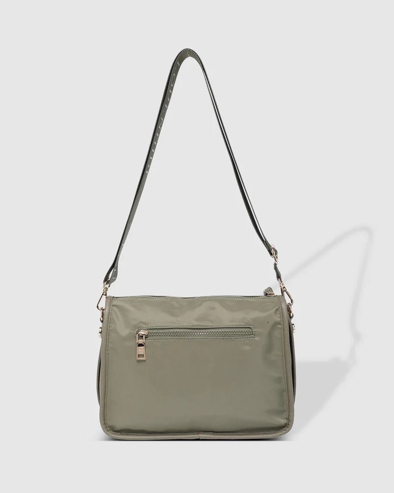 LOUENHIDE_MILAN NYLON CROSSBODY BAG KHAKI _ MILAN NYLON CROSSBODY BAG KHAKI _ Ebony Boutique NZ