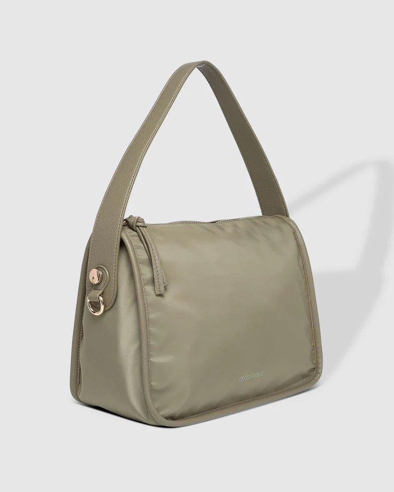 LOUENHIDE_MILAN NYLON CROSSBODY BAG KHAKI _ MILAN NYLON CROSSBODY BAG KHAKI _ Ebony Boutique NZ