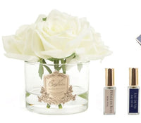 COTE NOIRE_LTD FIVE ROSES WHITE CLEAR GLASS GOLD BADGE _ _ Ebony Boutique NZ